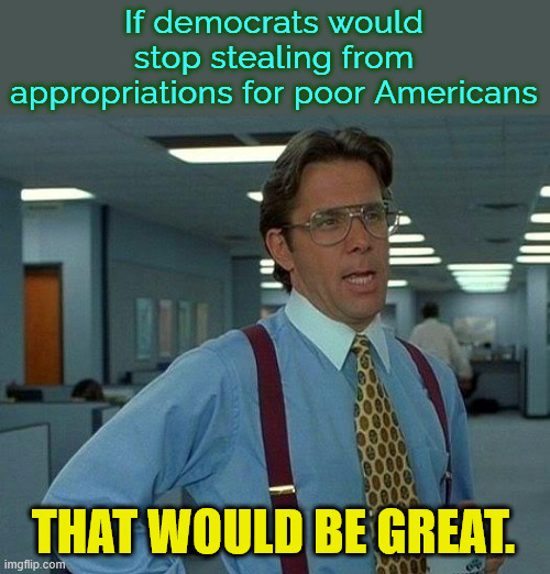 That Would Be Great Meme | If democrats would stop stealing from appropriations for poor Americans THAT WOULD BE GREAT. | image tagged in memes,that would be great | made w/ Imgflip meme maker