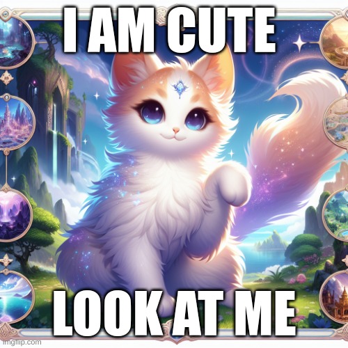 I also can cure certain ailments | I AM CUTE; LOOK AT ME | image tagged in cute cat in genshin impact | made w/ Imgflip meme maker