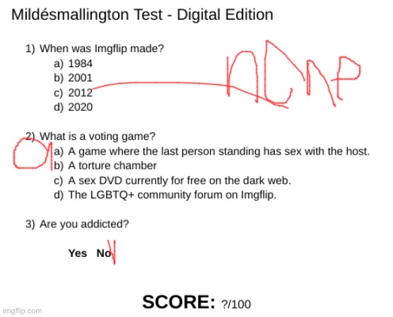 Mildésmallington Test | image tagged in mild smallington test | made w/ Imgflip meme maker