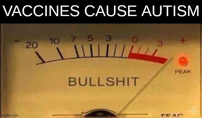 Vaccines ≠ Autism | VACCINES CAUSE AUTISM | image tagged in bullshit meter | made w/ Imgflip meme maker