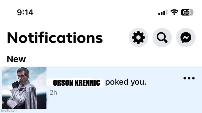 Krenick Poke | ORSON KRENNIC | image tagged in starwars,andor,season 2,poke,facebook | made w/ Imgflip meme maker