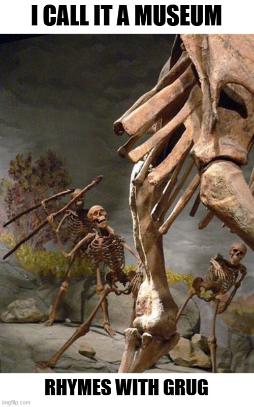 I call it a meme. Rhymes with Grug. | I CALL IT A MUSEUM; RHYMES WITH GRUG | image tagged in grug | made w/ Imgflip meme maker