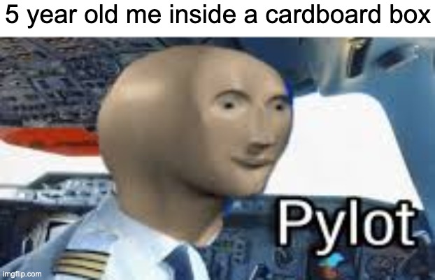 pylot | 5 year old me inside a cardboard box | image tagged in meme man pylot | made w/ Imgflip meme maker