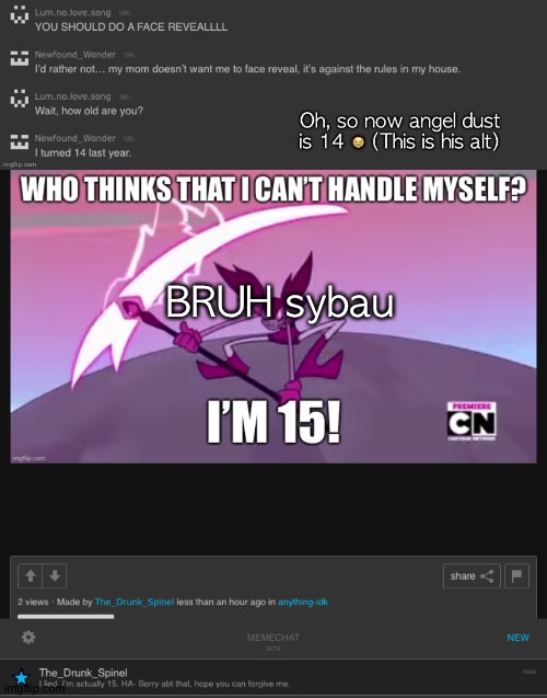BRUH sybau | image tagged in angel bust | made w/ Imgflip meme maker