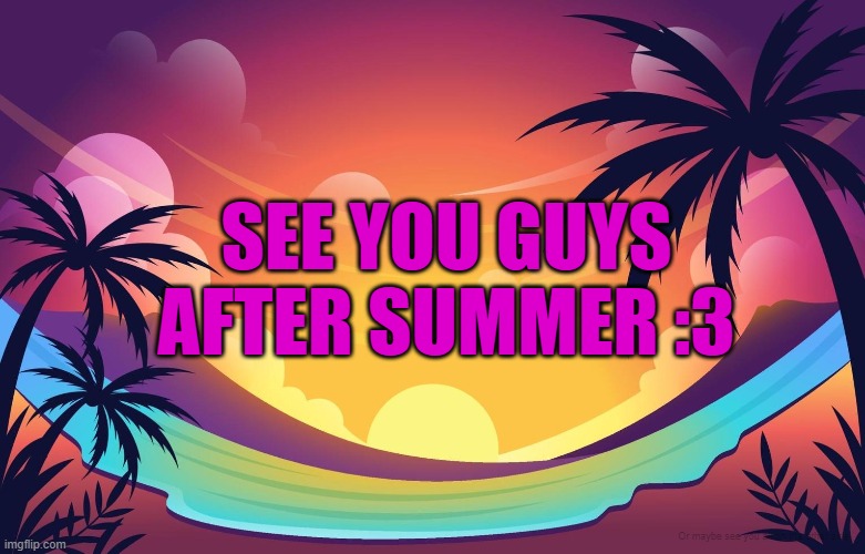 Yk how it goes, nobody's really active here during summer break | SEE YOU GUYS AFTER SUMMER :3; Or maybe see you all on the other side | image tagged in summer,summer break | made w/ Imgflip meme maker