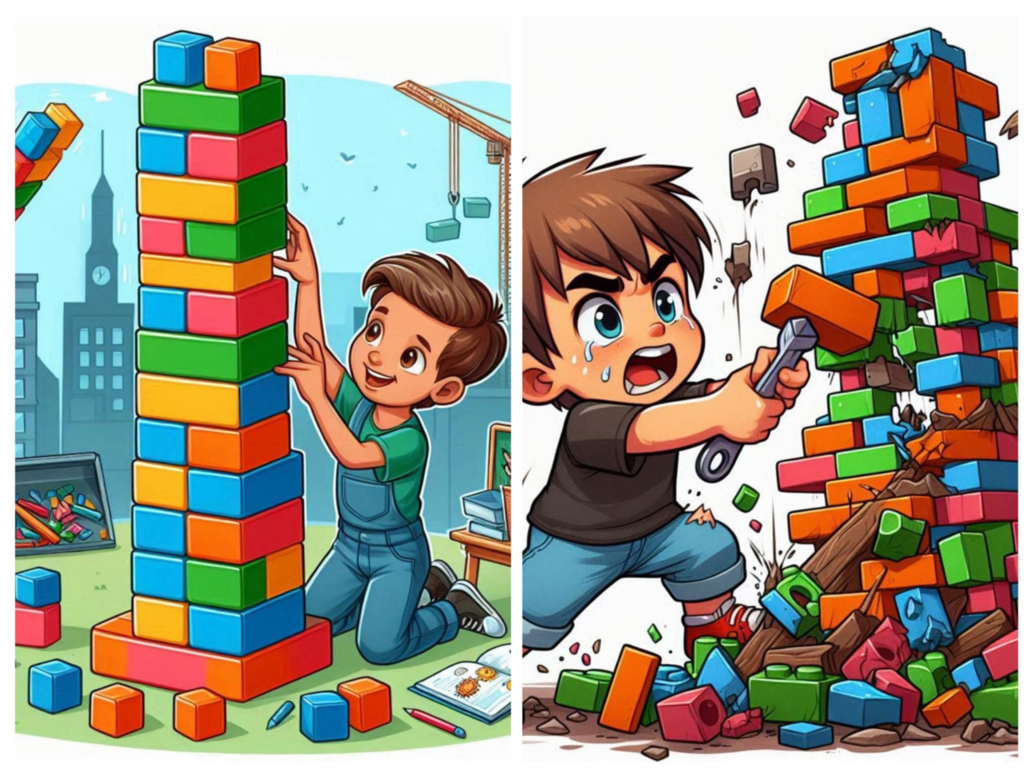 High Quality Building and tearing tower Blank Meme Template