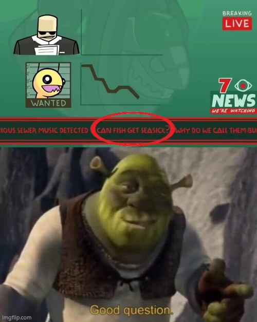 Maybe I think too much. | image tagged in shrek good question,fish,seasick | made w/ Imgflip meme maker