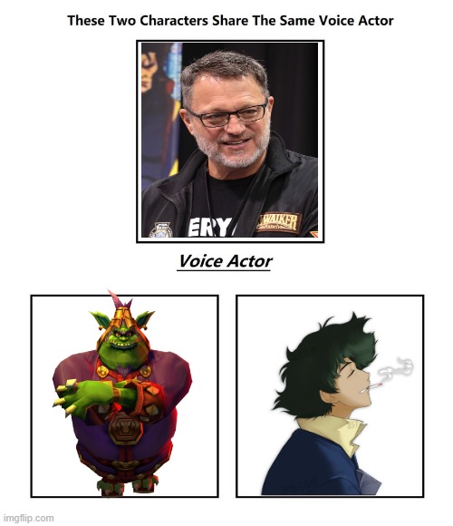 Steve Blum | image tagged in same voice actor,cowboy bebop,crash bandicoot,steve blum | made w/ Imgflip meme maker