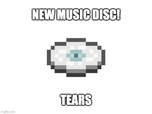 this disc is awesome. no words. | NEW MUSIC DISC! TEARS | image tagged in minecraft,music | made w/ Imgflip meme maker
