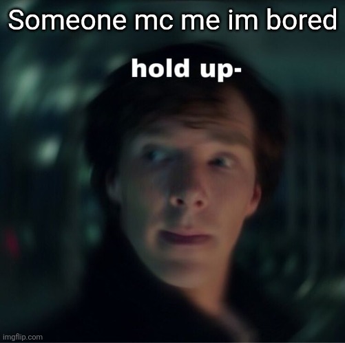 Hold up- | Someone mc me im bored | image tagged in hold up- | made w/ Imgflip meme maker