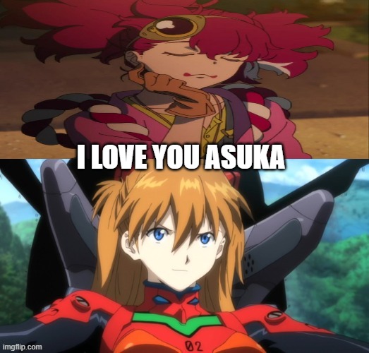 tanjiro falls in love with asuka | I LOVE YOU ASUKA | image tagged in who falls in love with asuka,tanjiro,demon slayer,crossover memes,neon genesis evangelion,love story | made w/ Imgflip meme maker