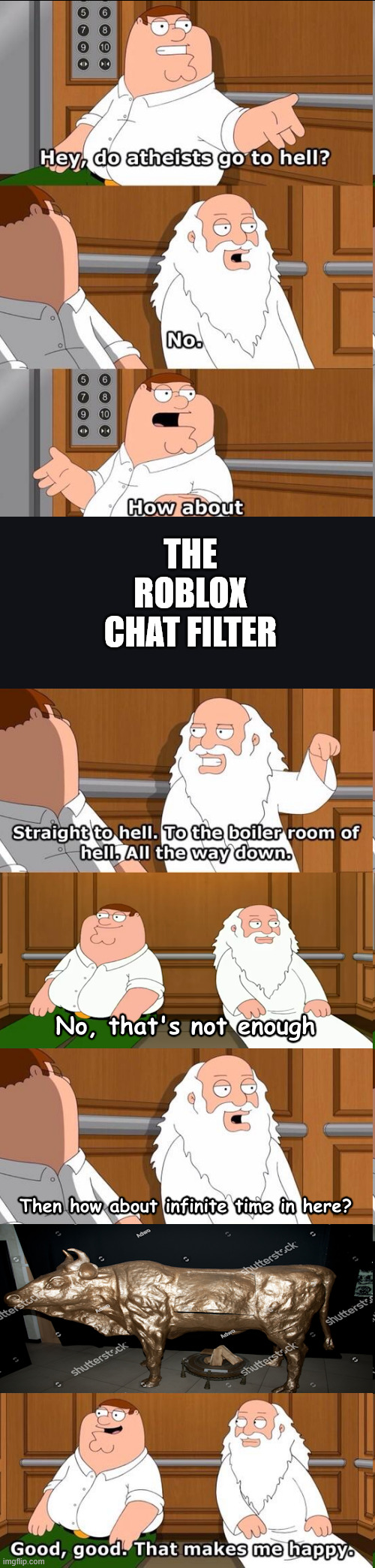 Boiler room of hell bronze bull | THE ROBLOX CHAT FILTER | image tagged in boiler room of hell bronze bull | made w/ Imgflip meme maker