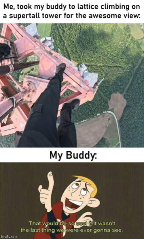 Poor Ron | image tagged in kim possible,meme,ron,lattice climbing,climbing,latticeclimbing | made w/ Imgflip meme maker