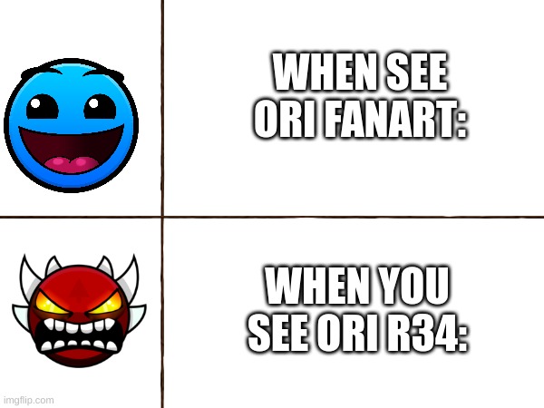 Totally Original Meme (DON'T LOOK THIS UP, BTW) | WHEN SEE ORI FANART:; WHEN YOU SEE ORI R34: | image tagged in original meme,ori | made w/ Imgflip meme maker