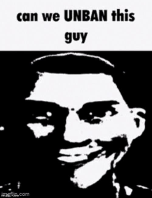 can we unban this guy | image tagged in can we unban this guy | made w/ Imgflip meme maker
