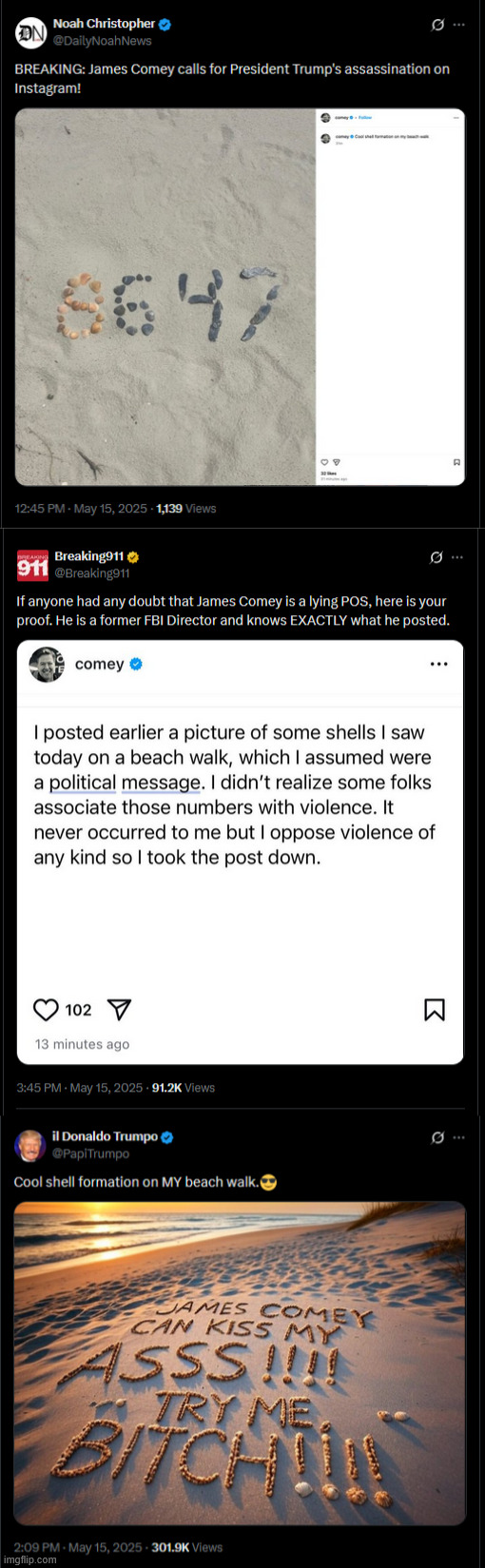 James Comey Deletes Post, Desperately Tries To Walk Back Call For Trump To Be Assass*nated | image tagged in jame comey,caught promoting the assassination of the president | made w/ Imgflip meme maker