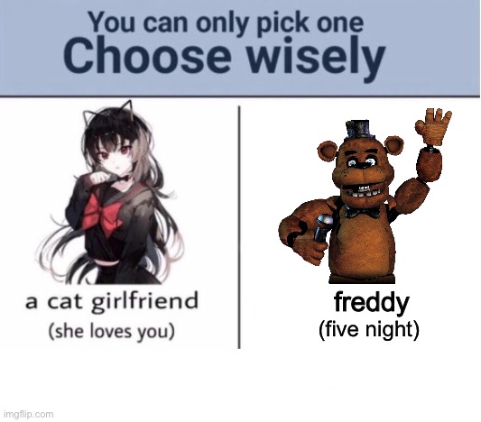 Choose wisely | freddy; (five night) | image tagged in choose wisely | made w/ Imgflip meme maker