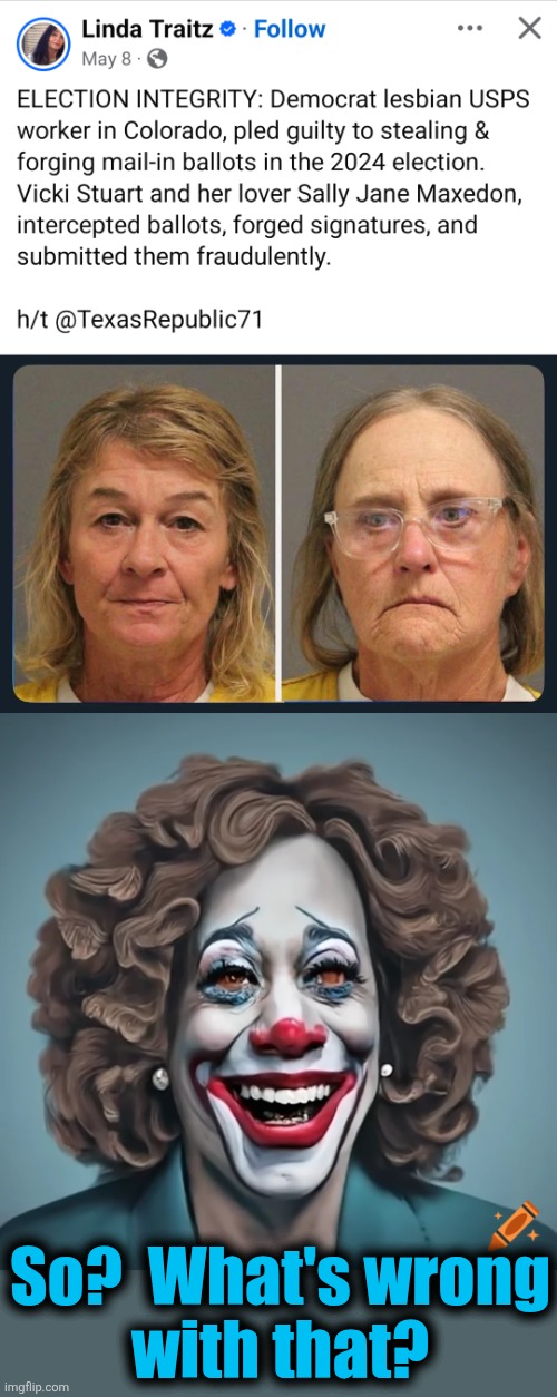 democrats are above the law: authorities became suspicious after short & curlies were found under stamps | So?  What's wrong
with that? | image tagged in memes,voter fraud,vicki stuart,democrats,lesbians,texas | made w/ Imgflip meme maker