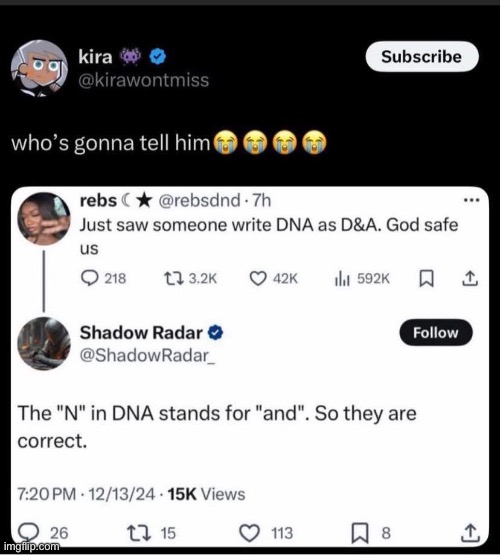 DNA/ DND, all the same really | image tagged in dna,correction guy | made w/ Imgflip meme maker