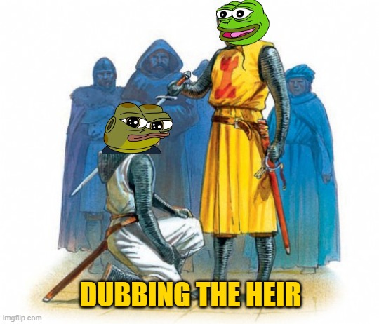 Hoppy Dubbing the Heir | DUBBING THE HEIR | image tagged in crypto,hoppy,hoppy the frog,100x,100xgem,pepe | made w/ Imgflip meme maker
