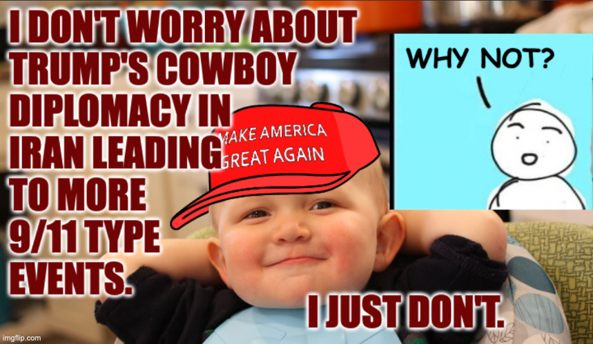 With apologies to trained cowboys. | image tagged in memes,trump,iran | made w/ Imgflip meme maker