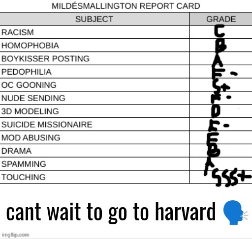 . | image tagged in report card blank | made w/ Imgflip meme maker