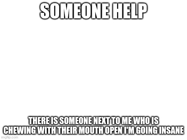AHHHHHHHHHHHHHHHHHHHHHHHHHHHHHHHHHHHHHHHHHHHHHHHHHHHHHHHHHHH | SOMEONE HELP; THERE IS SOMEONE NEXT TO ME WHO IS CHEWING WITH THEIR MOUTH OPEN I'M GOING INSANE | made w/ Imgflip meme maker