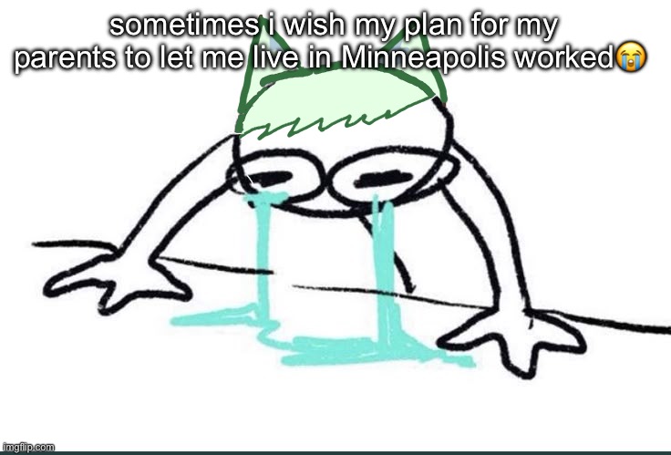 Neko crying (made ts in 5~ minutes) | sometimes i wish my plan for my parents to let me live in Minneapolis worked😭 | image tagged in neko crying made ts in 5 minutes | made w/ Imgflip meme maker