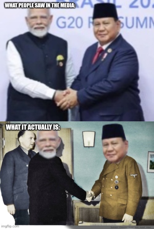 WHAT PEOPLE SAW IN THE MEDIA:; WHAT IT ACTUALLY IS: | image tagged in memes,hitler,meeting | made w/ Imgflip meme maker