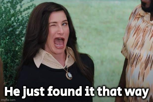 WandaVision Agnes wink | He just found it that way | image tagged in wandavision agnes wink | made w/ Imgflip meme maker