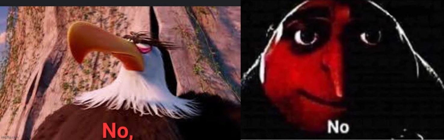image tagged in mighty eagle says no,gru no | made w/ Imgflip meme maker