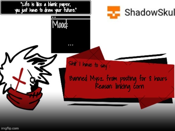SSFR 2024 temp | ... Banned Mysz from posting for 8 hours 
Reason: linking c0rn | image tagged in ssfr 2024 temp | made w/ Imgflip meme maker