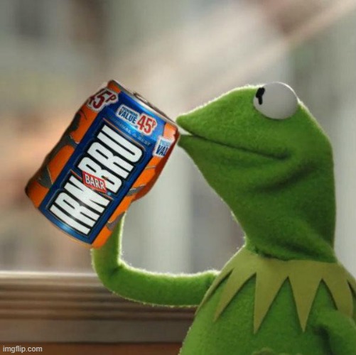 How it feelz to be Scottish (Irn Bru iz actually dino though, even though I rarely drink it) | image tagged in scottish kermit | made w/ Imgflip meme maker