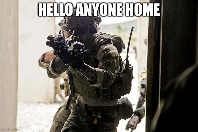 special forces | HELLO ANYONE HOME | image tagged in special forces | made w/ Imgflip meme maker