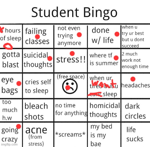 mwah | image tagged in student bingo | made w/ Imgflip meme maker