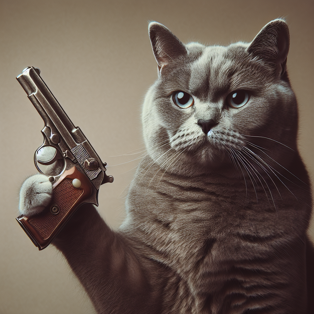 cat with a gun Blank Meme Template