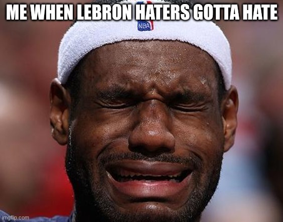 LEBRON LEBRON LEBRON JAMES | ME WHEN LEBRON HATERS GOTTA HATE | image tagged in sad-lebron | made w/ Imgflip meme maker