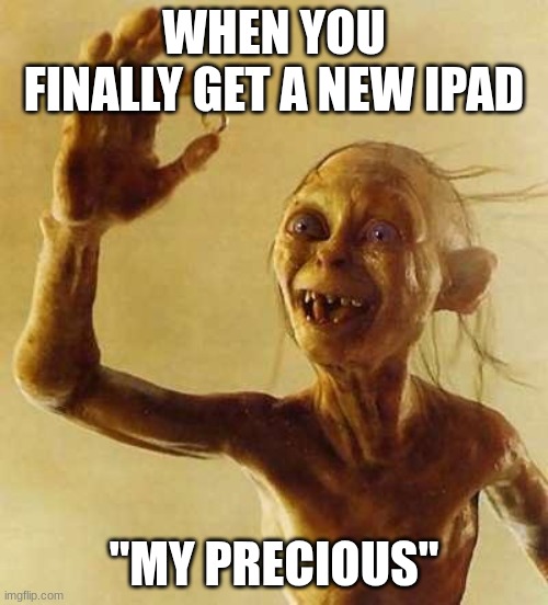 new ipad | WHEN YOU FINALLY GET A NEW IPAD; "MY PRECIOUS" | image tagged in my precious gollum | made w/ Imgflip meme maker