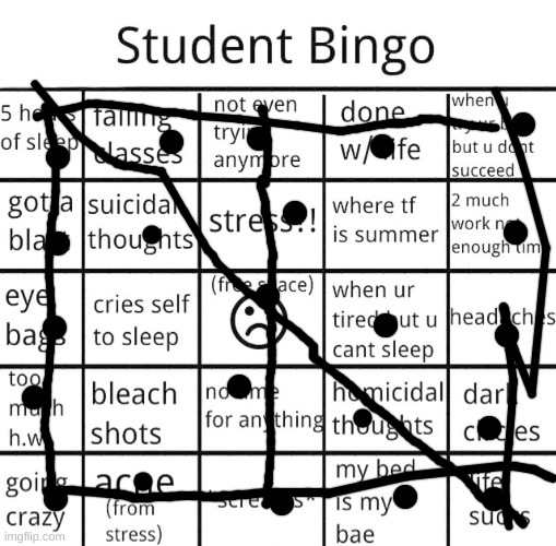 student bingo | image tagged in student bingo | made w/ Imgflip meme maker