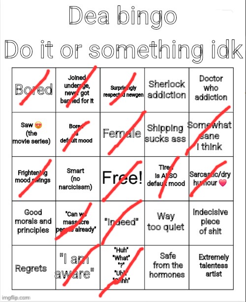 Dea bingo | image tagged in dea bingo | made w/ Imgflip meme maker