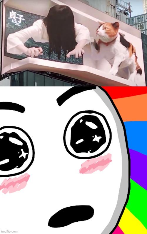 Outstanding 3D Digital Billboard | image tagged in amazed face,rage comics,billboard,amazing,japan,classic memes | made w/ Imgflip meme maker