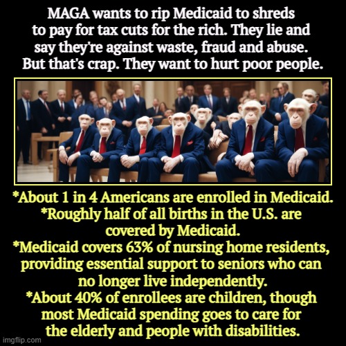 Kick pregnant women off health care and make Hakeem Jeffries Speaker. | *About 1 in 4 Americans are enrolled in Medicaid.

*Roughly half of all births in the U.S. are 
covered by Medicaid.

*Medicaid covers 63% o | image tagged in funny,demotivationals,republicans,maga,medicaid,tax cuts for the rich | made w/ Imgflip demotivational maker