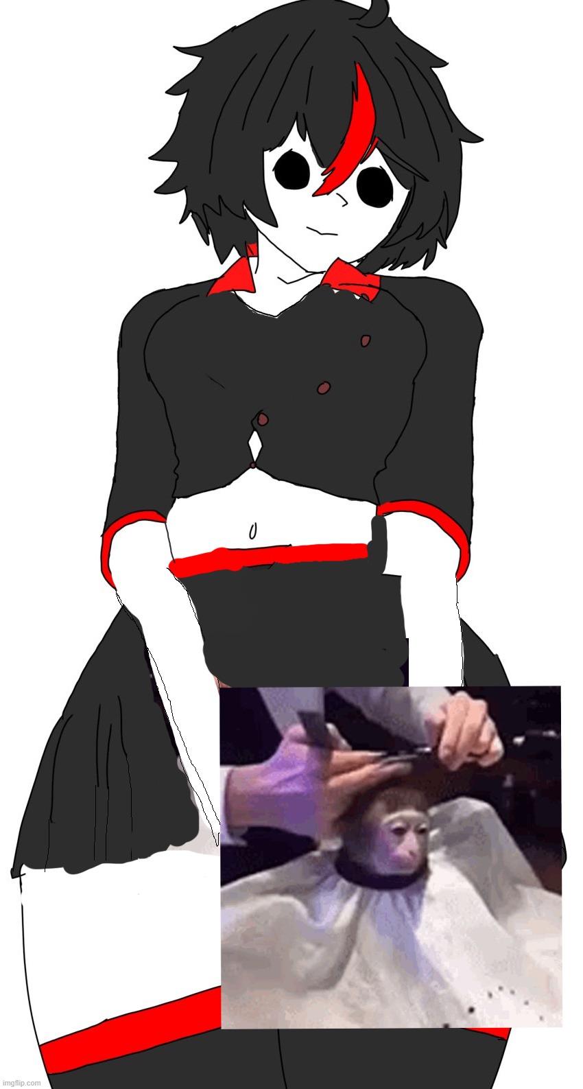 Claire giving a haircut to a monkey | made w/ Imgflip meme maker
