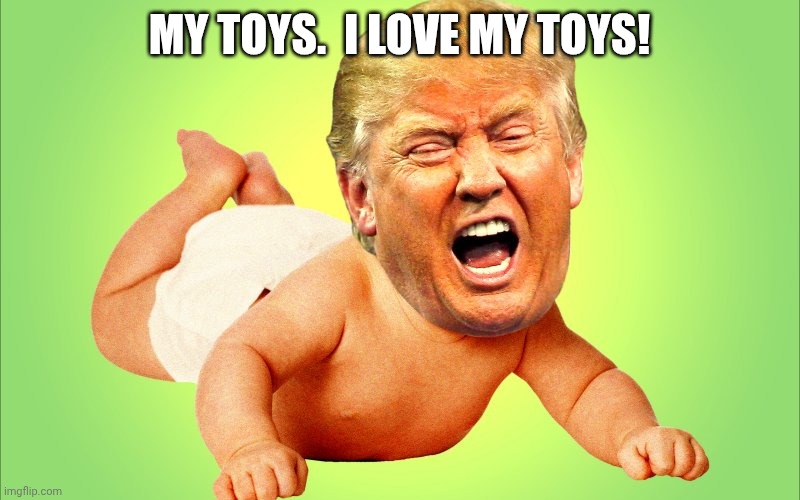 Baby Trump | MY TOYS.  I LOVE MY TOYS! | image tagged in baby trump | made w/ Imgflip meme maker