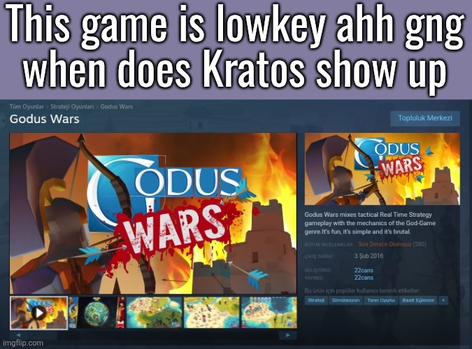 This game is lowkey ahh gng
when does Kratos show up | made w/ Imgflip meme maker