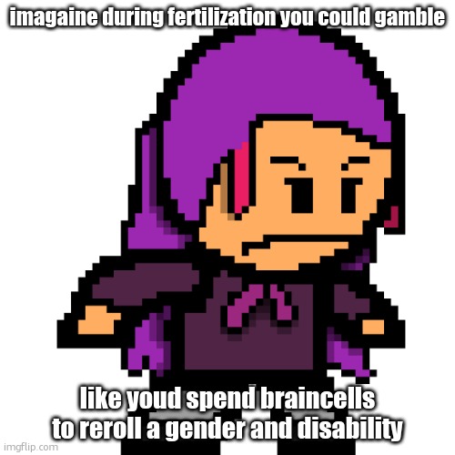 naomi / echo | imagaine during fertilization you could gamble; like youd spend braincells to reroll a gender and disability | image tagged in naomi / echo | made w/ Imgflip meme maker