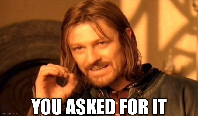One Does Not Simply Meme | YOU ASKED FOR IT | image tagged in memes,one does not simply | made w/ Imgflip meme maker