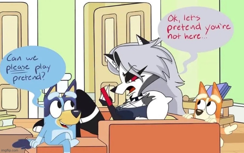 when did helluva boss and bluey cross paths? | made w/ Imgflip meme maker