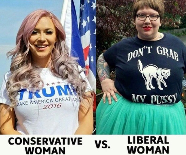 Conservative Vs Liberal | image tagged in liberal logic,liberal hypocrisy,libtards,feminazi,ewwww,shemale | made w/ Imgflip meme maker
