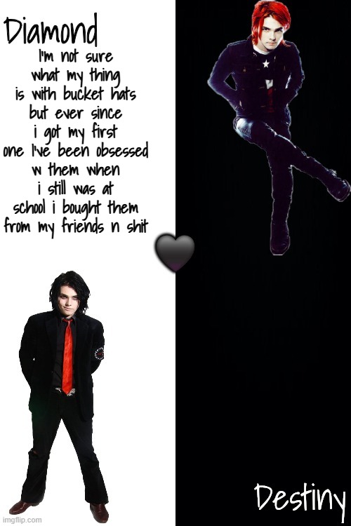 Diamond and Destiny shared announcement template <3 | I'm not sure what my thing is with bucket hats but ever since i got my first one I've been obsessed w them when i still was at school i bought them from my friends n shit | image tagged in diamond and destiny shared announcement template 3 | made w/ Imgflip meme maker